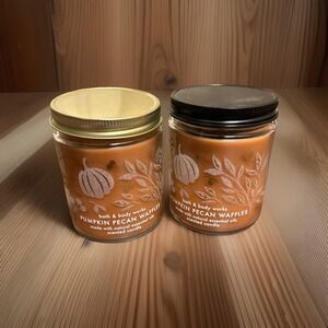 Bath & Body Works Pumpkin Pecan Waffles Candle Single Wick 7 oz Lot Of Two
